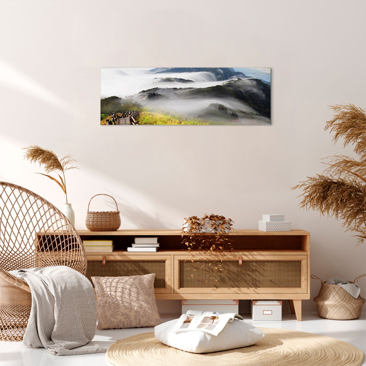 Obraz Na Płótnie - Góry Droga Mgła - 90X30 Cm - Ab90X30-2444