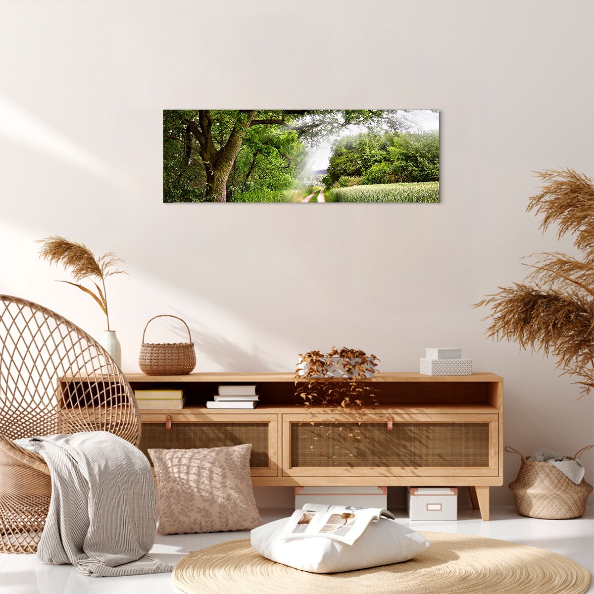 Obraz Na Płótnie - Las Pole Droga - 90X30 Cm - Ab90X30-2637