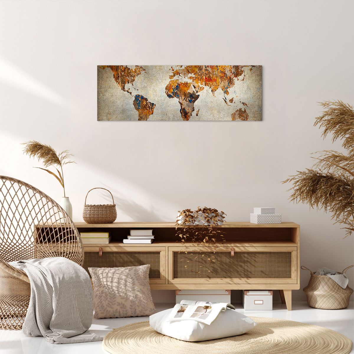 Obraz Na Płótnie - Mapa Kontynent - 90X30 Cm - Ab90X30-2783