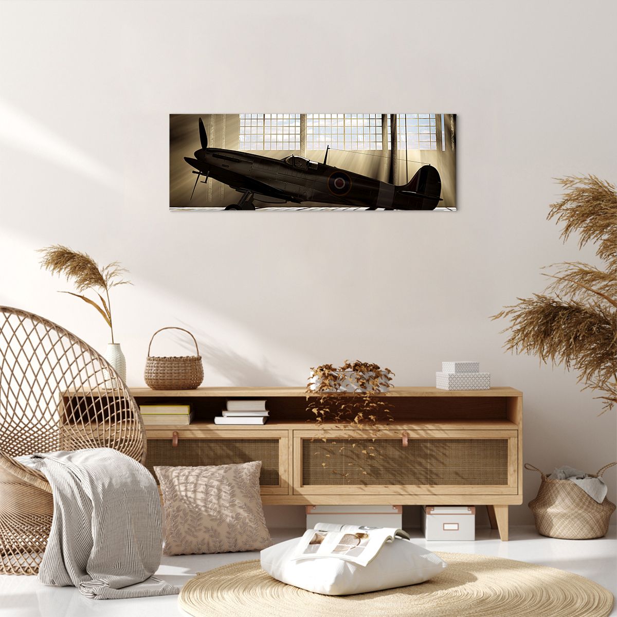 Obraz Na Płótnie - Samolot Hangar - 90X30 Cm - Ab90X30-2969