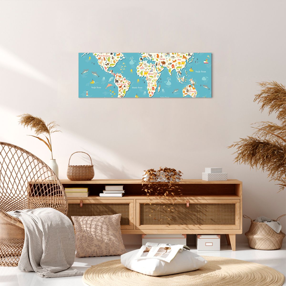 Obraz Na Płótnie - Mapa Kontynent - 90X30 Cm - Ab90X30-3106