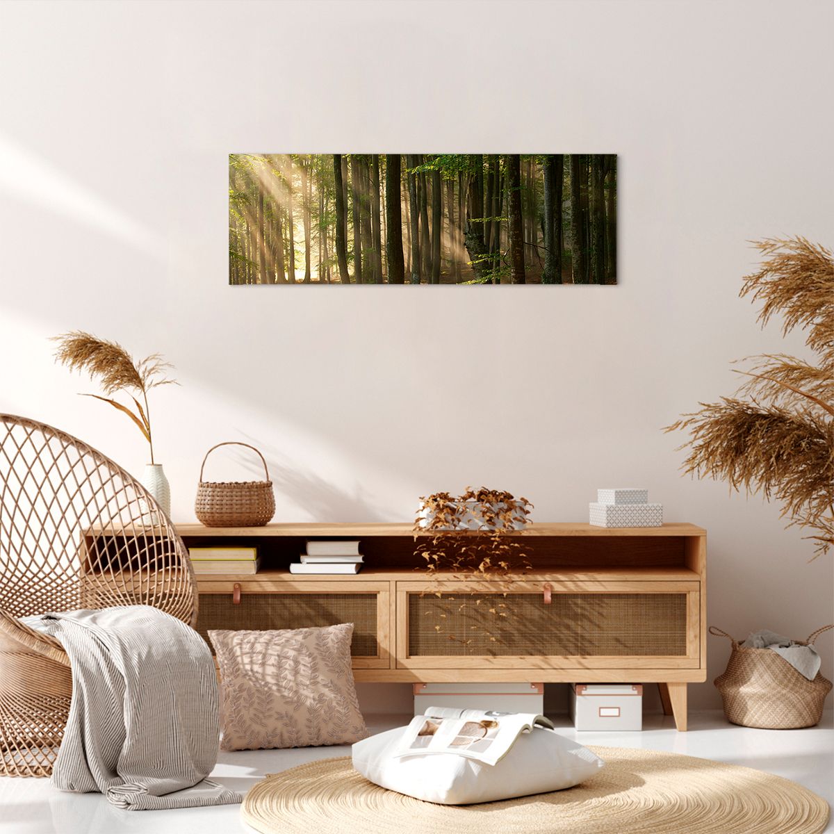 Obraz Na Płótnie - Las Drzewa Chrust - 90X30 Cm - Ab90X30-3628