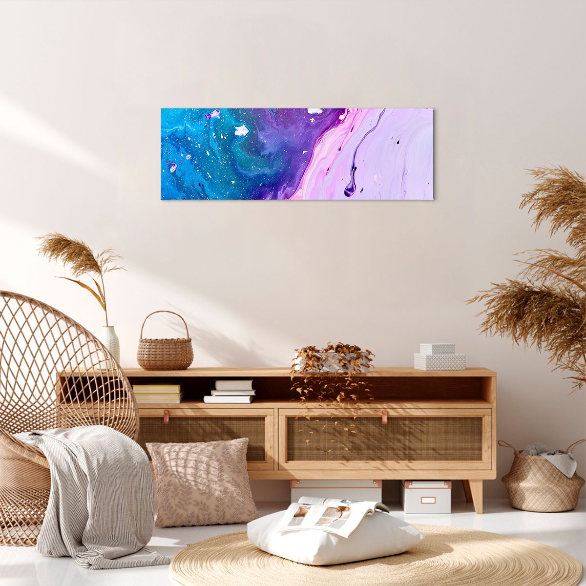 Obraz Na Płótnie - Kompozycja Błekit - 90X30 Cm - Ab90X30-3824