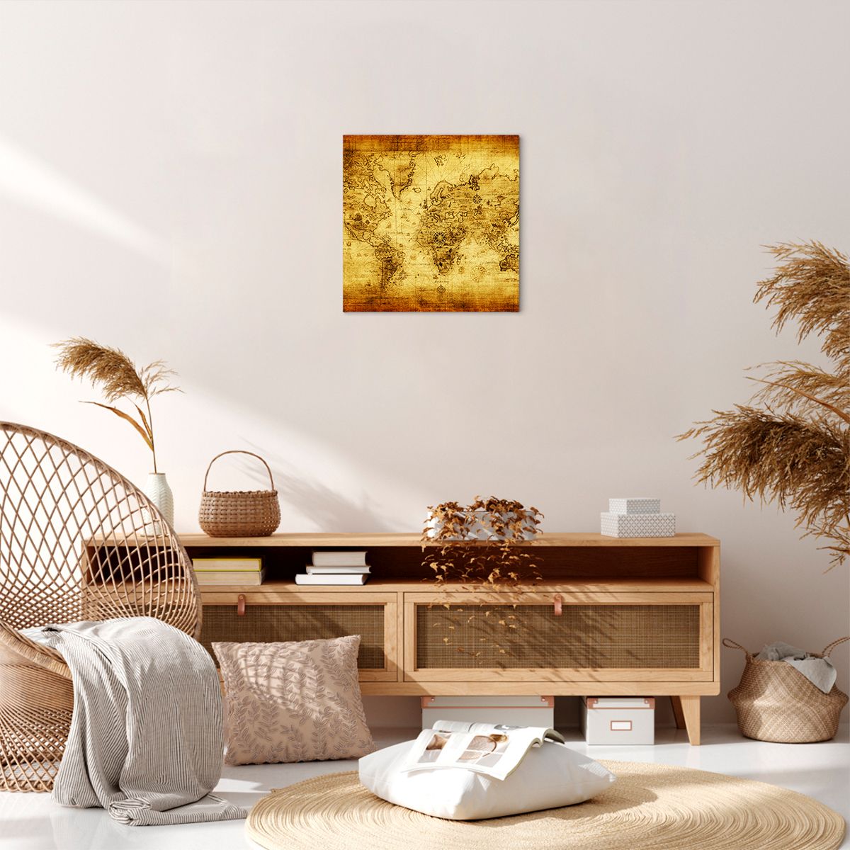 Obraz Na Płótnie - Mapa Świata - 40X40 Cm - Ac40X40-0127