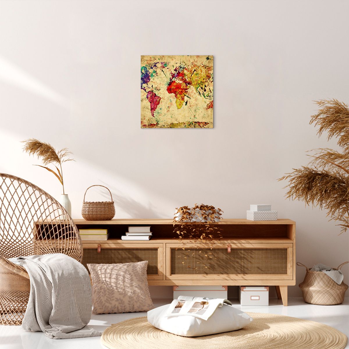 Obraz Na Płótnie - Mapa Kontynenty  - 40X40 Cm - Ac40X40-3582