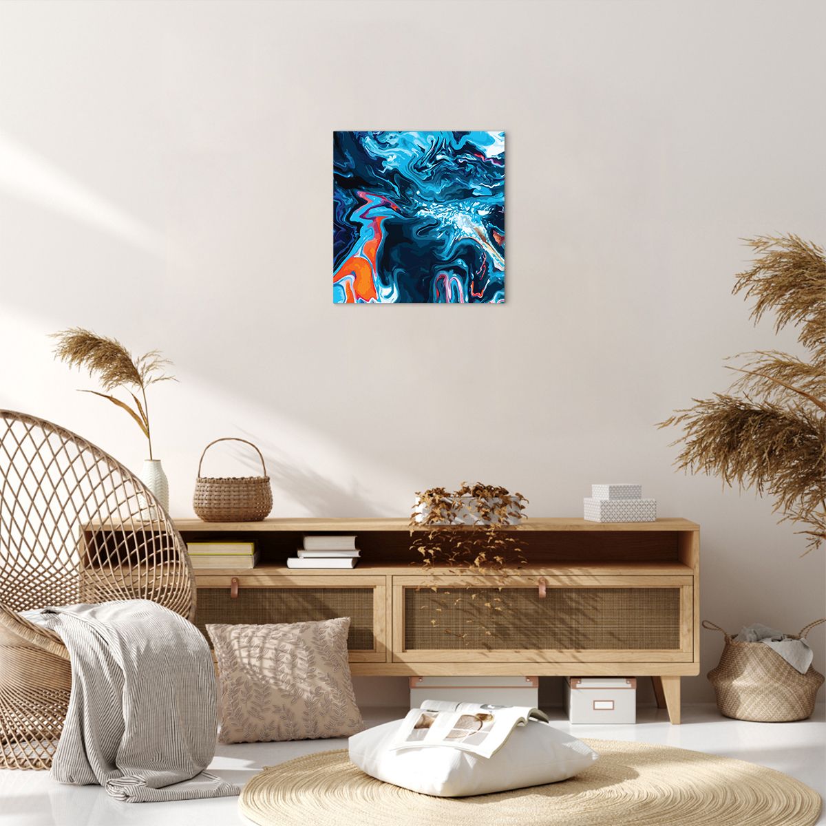 Obraz Na Płótnie - Abstrakcja Błękit  - 40X40 Cm - Ac40X40-4085