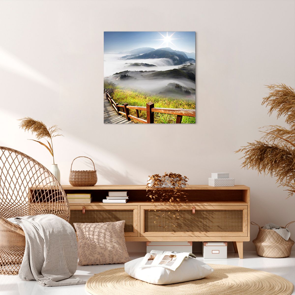 Obraz Na Płótnie - Góry Droga Mgła - 60X60 Cm - Ac60X60-2444
