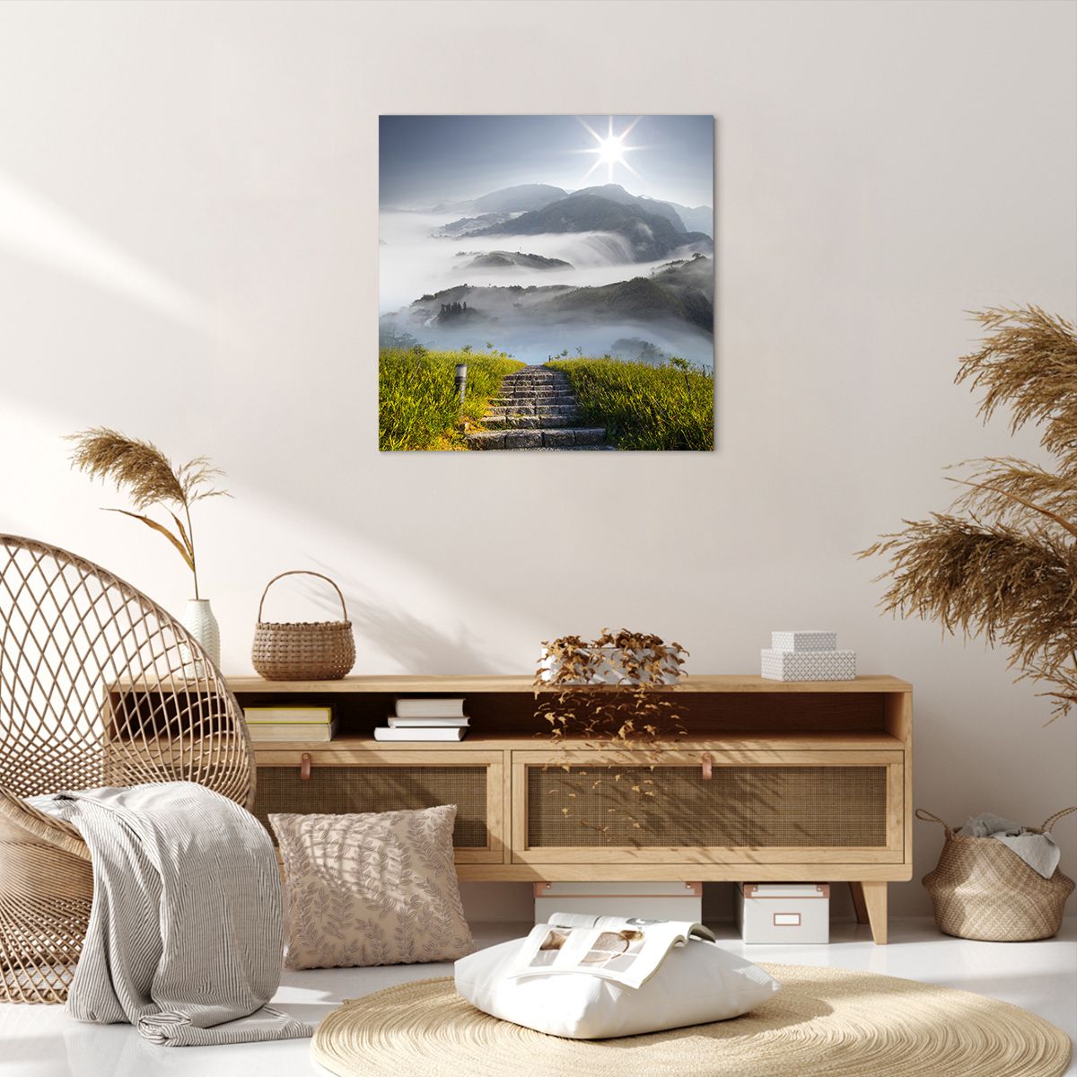 Obraz Na Płótnie - Góry Droga Mgła - 60X60 Cm - Ac60X60-2478