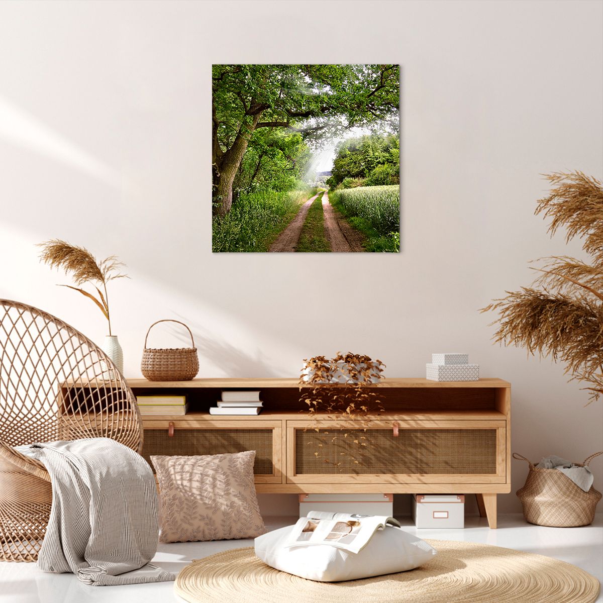 Obraz Na Płótnie - Las Pole Droga - 60X60 Cm - Ac60X60-2637