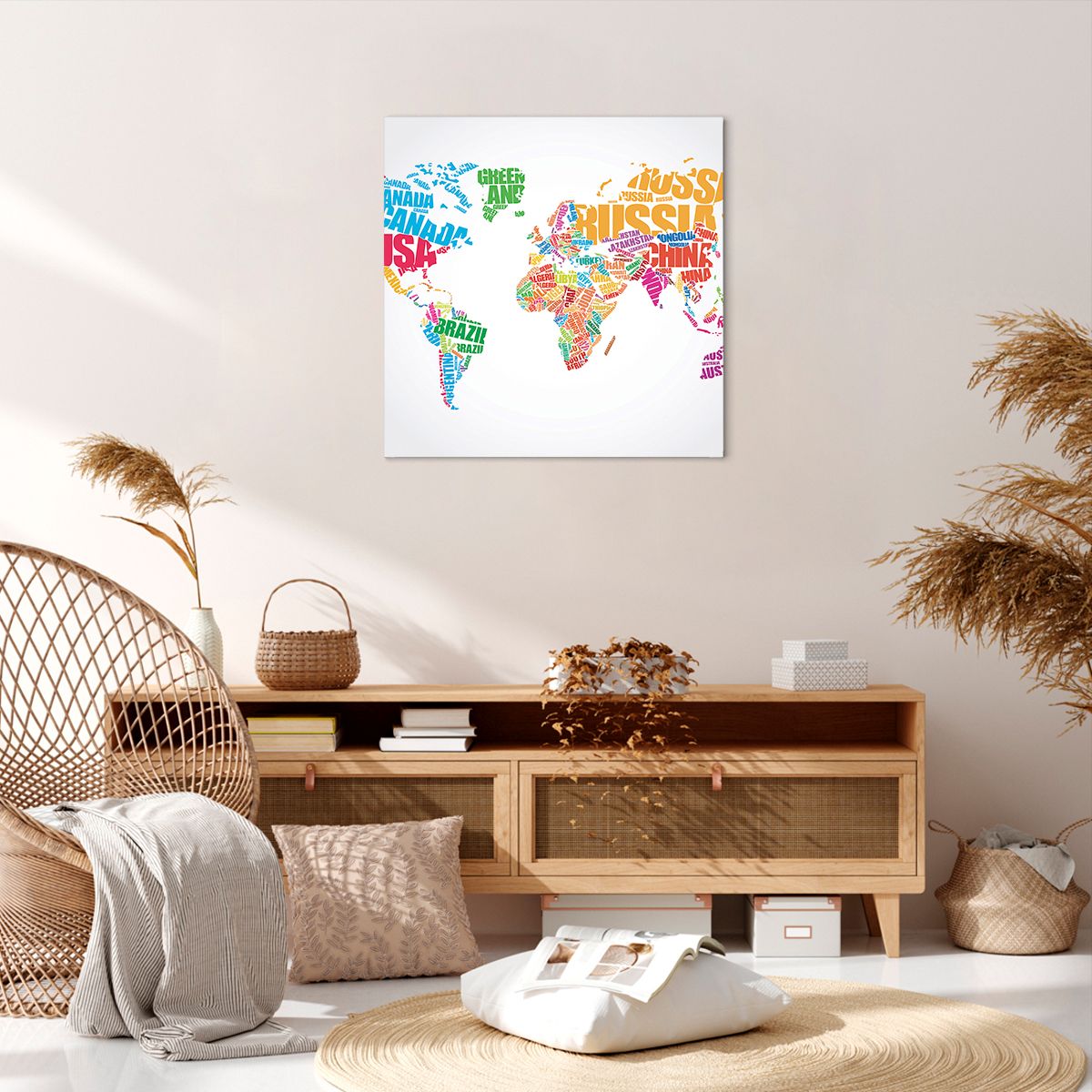Obraz Na Płótnie - Mapa Kontynent - 60X60 Cm - Ac60X60-2860