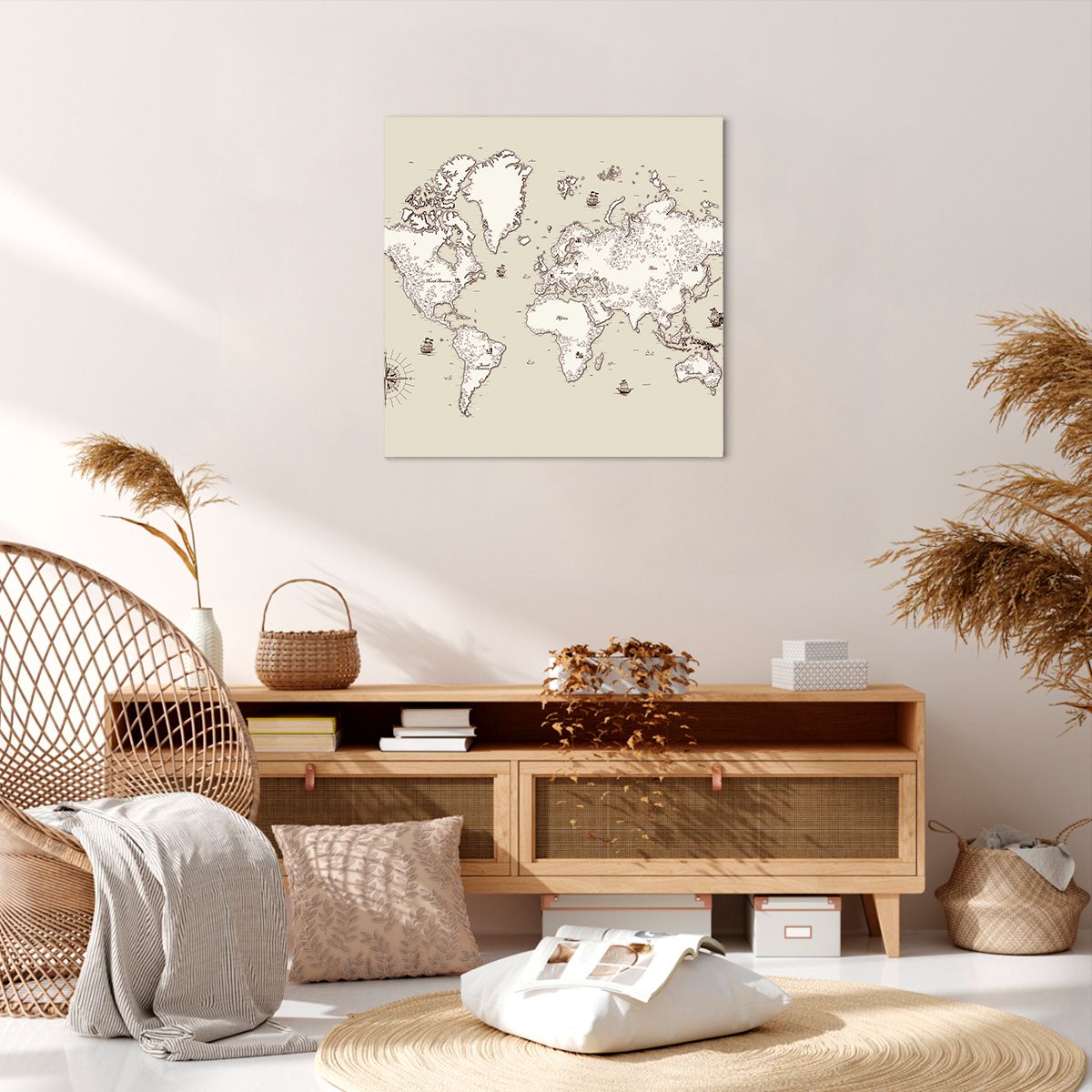 Obraz Na Płótnie - Mapa Kontynent - 60X60 Cm - Ac60X60-2910