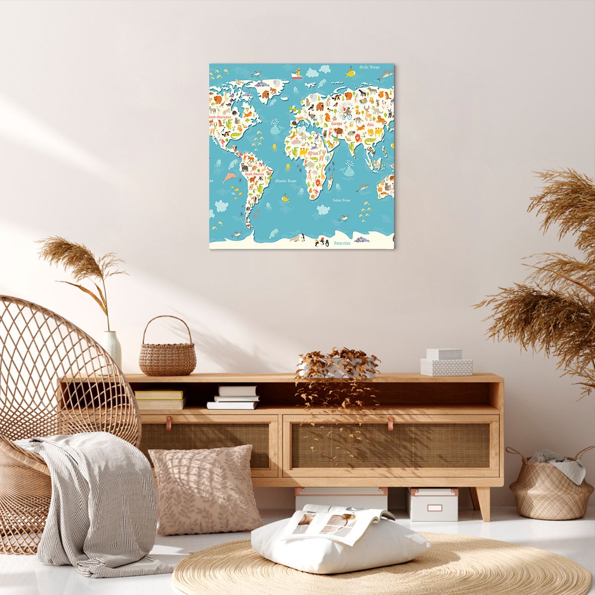 Obraz Na Płótnie - Mapa Kontynent - 60X60 Cm - Ac60X60-3106