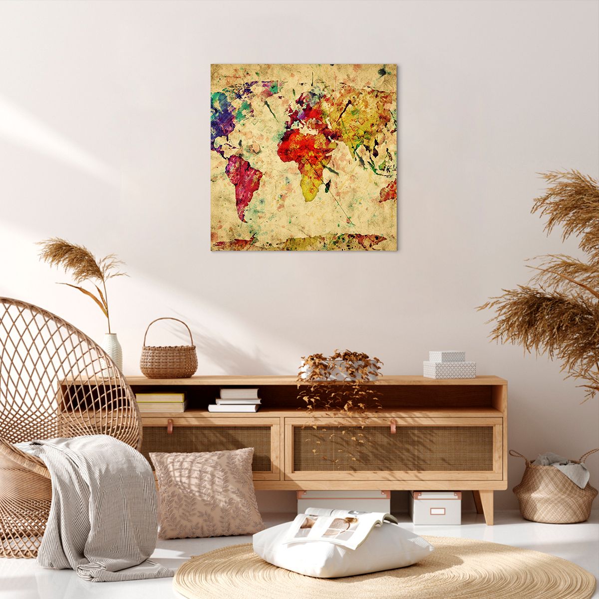 Obraz Na Płótnie - Mapa Kontynenty  - 60X60 Cm - Ac60X60-3582