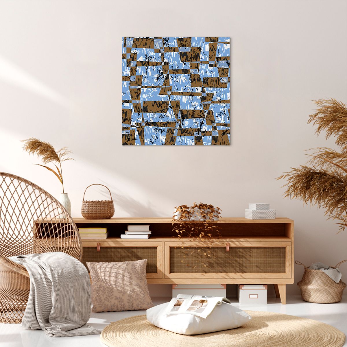 Obraz Na Płótnie - Kolor Błękit Brąz  - 60X60 Cm - Ac60X60-3729