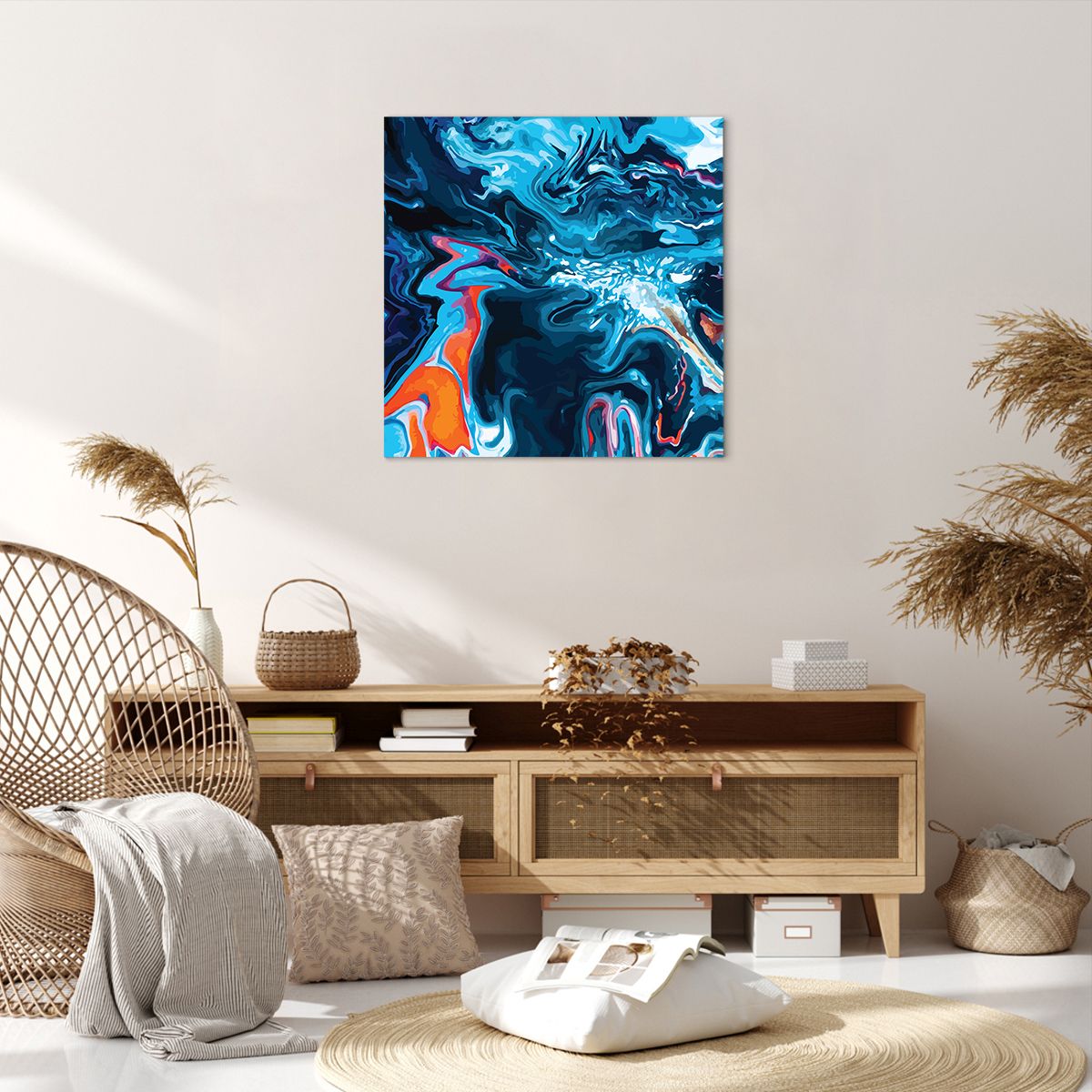 Obraz Na Płótnie - Abstrakcja Błękit  - 60X60 Cm - Ac60X60-4085