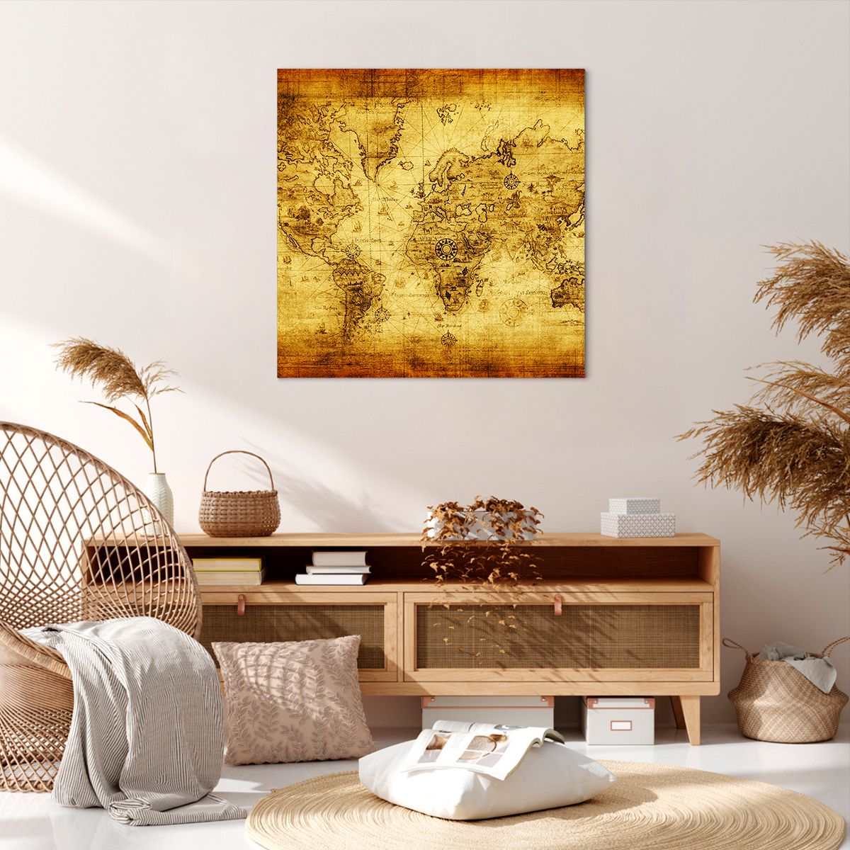 Obraz Na Płótnie - Mapa Świata - 70X70 Cm - Ac70X70-0127