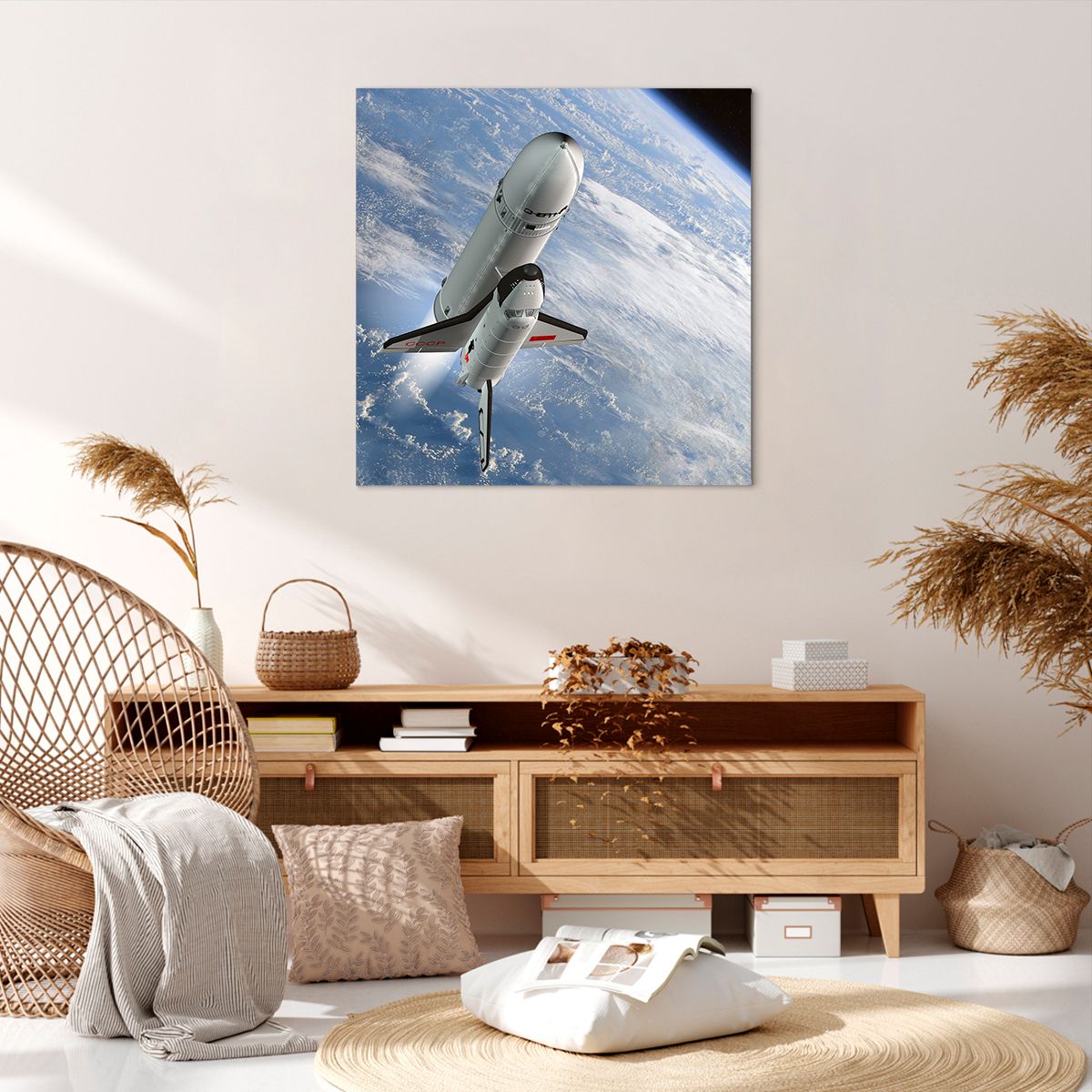 Obraz Na Płótnie - Sputnik Orbita - 70X70 Cm - Ac70X70-0496