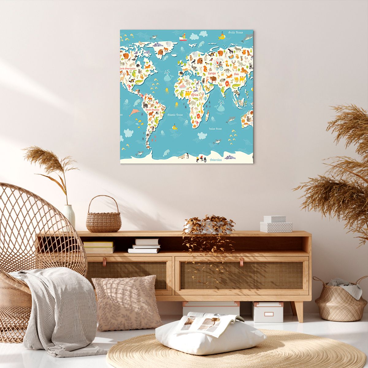Obraz Na Płótnie - Mapa Kontynent - 70X70 Cm - Ac70X70-3106
