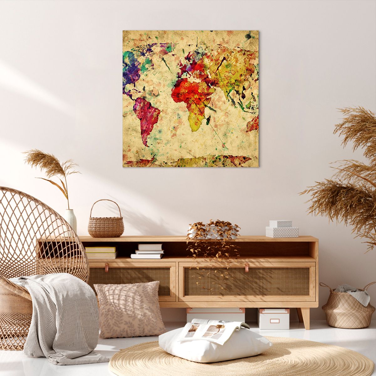 Obraz Na Płótnie - Mapa Kontynenty  - 70X70 Cm - Ac70X70-3582