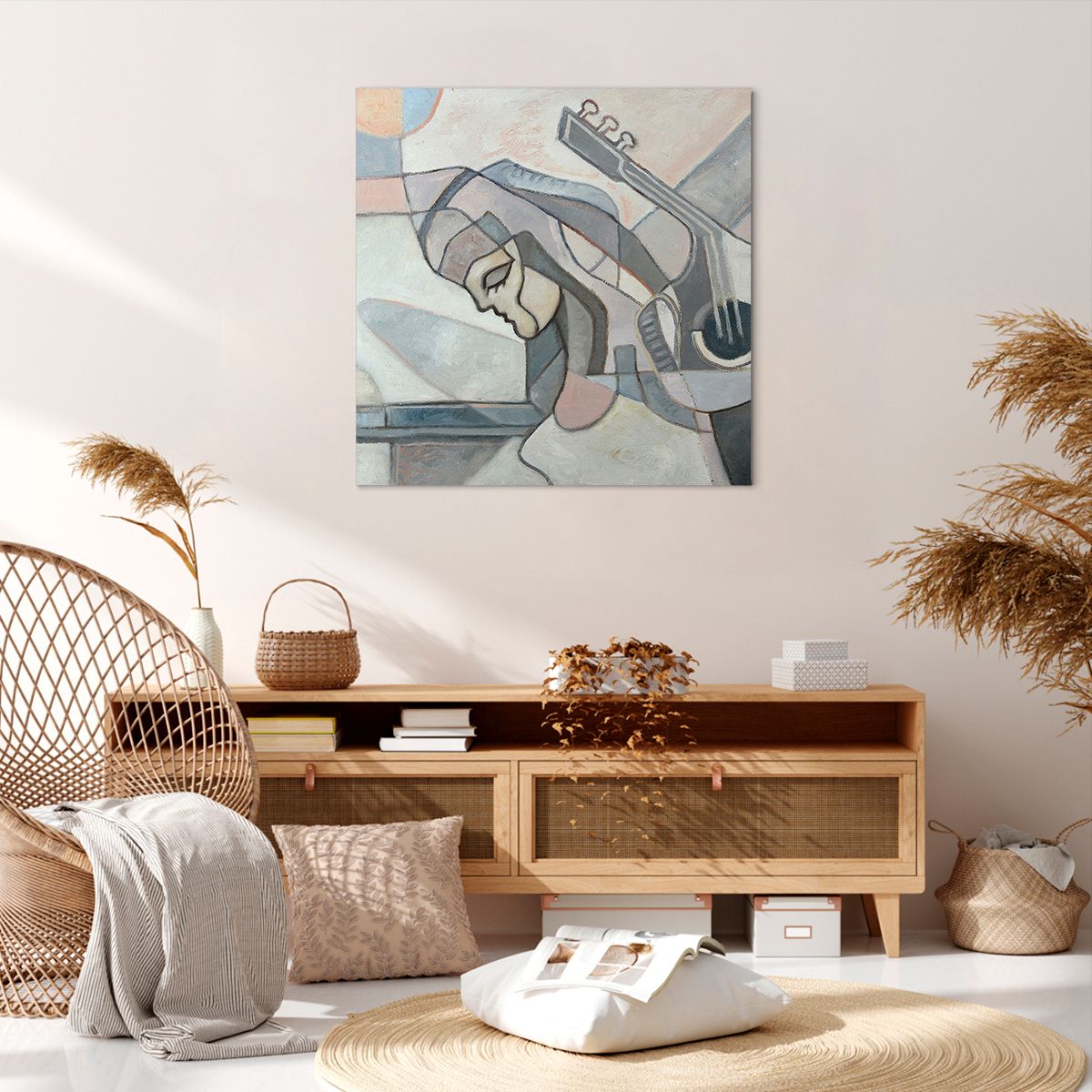 Obraz Na Płótnie - Kobieta Gitara  - 70X70 Cm - Ac70X70-3739