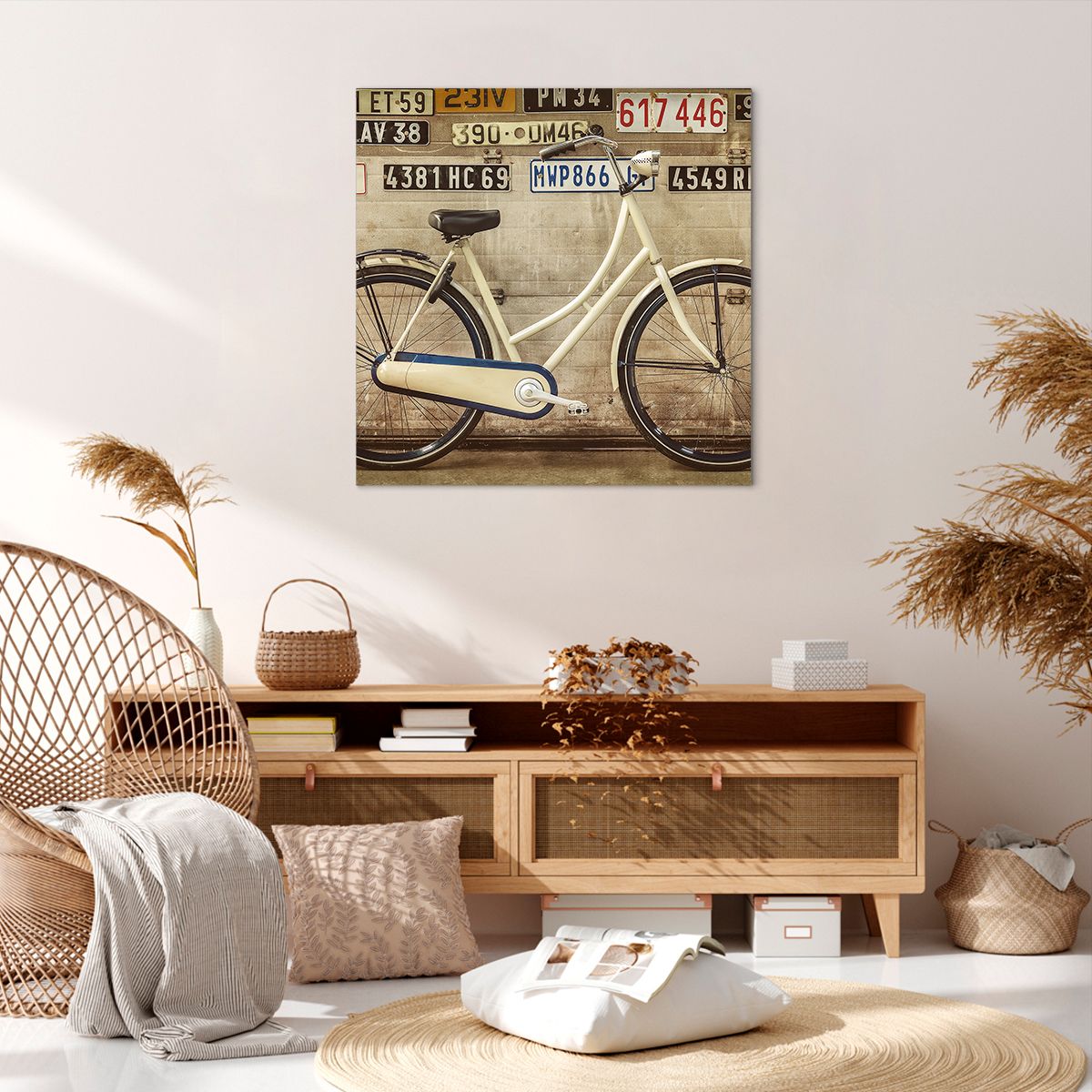 Obraz Na Płótnie - Rower Mur Tablica - 70X70 Cm - Ac70X70-3764