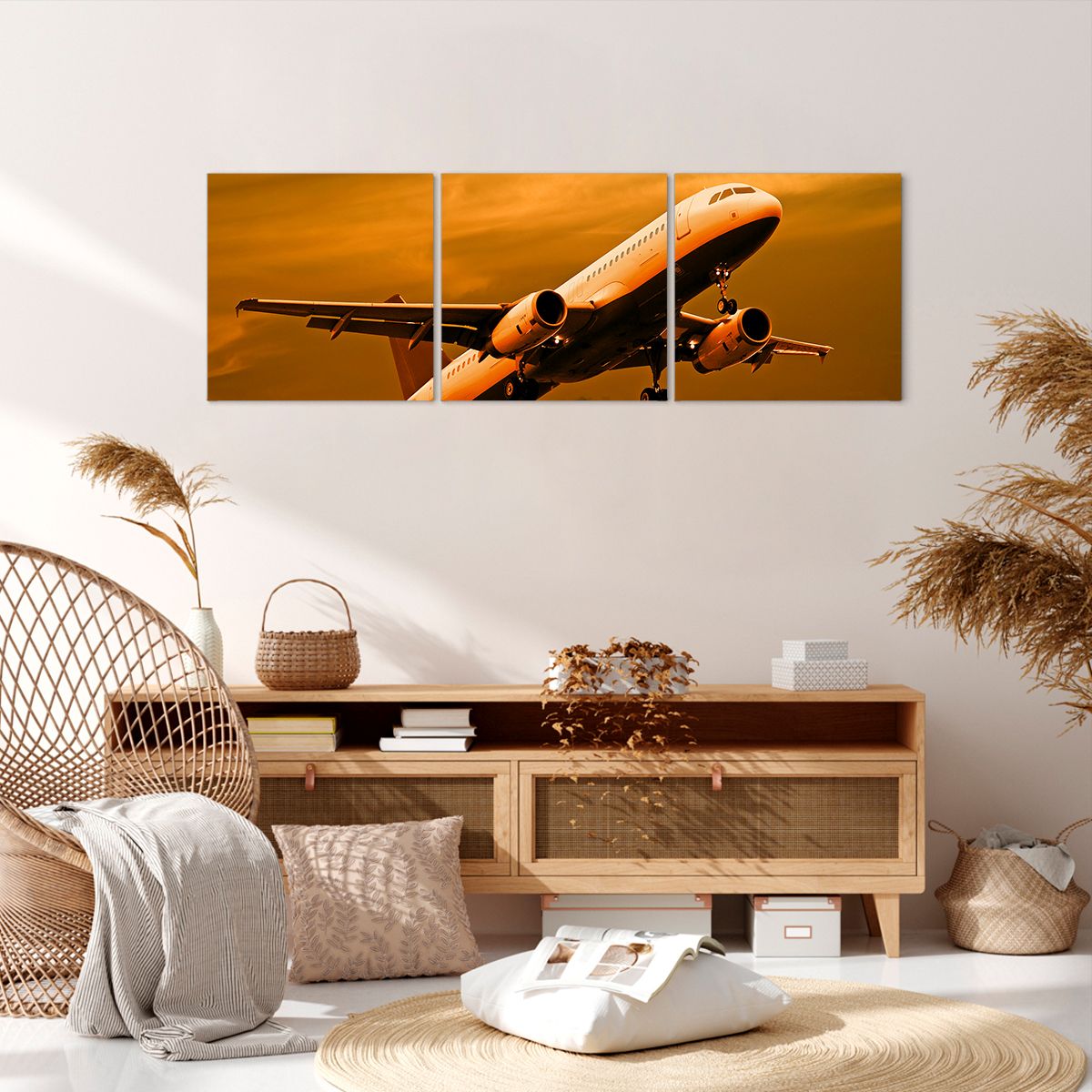 Obraz Na Płótnie - Samolot Start - 120X40 Cm - Ca120X40-0368