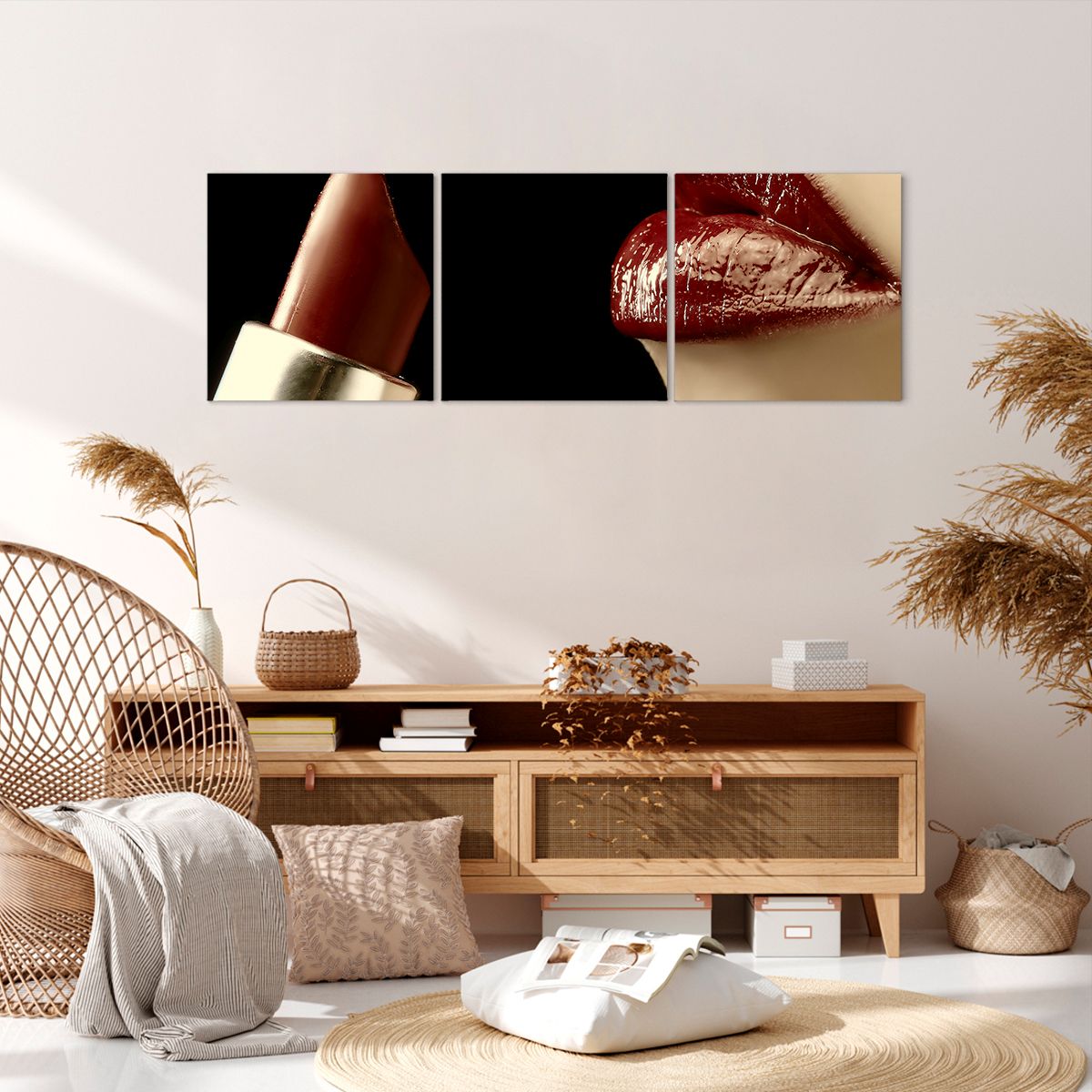 Obraz Na Płótnie - Kobieta Usta  - 120X40 Cm - Ca120X40-0414