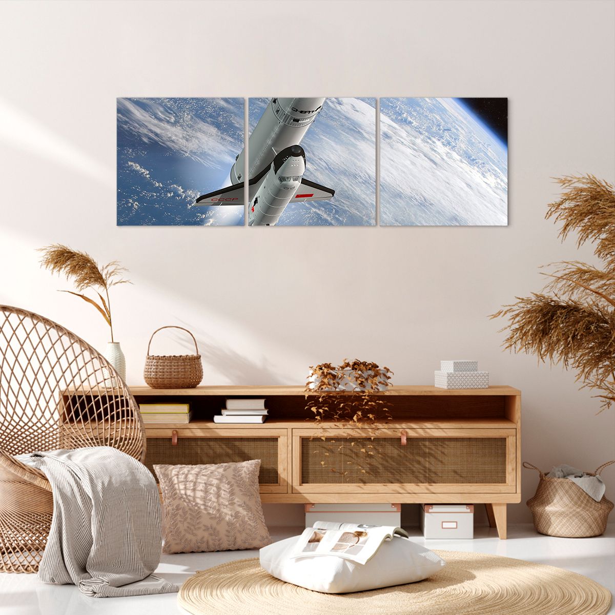 Obraz Na Płótnie - Sputnik Orbita - 120X40 Cm - Ca120X40-0496