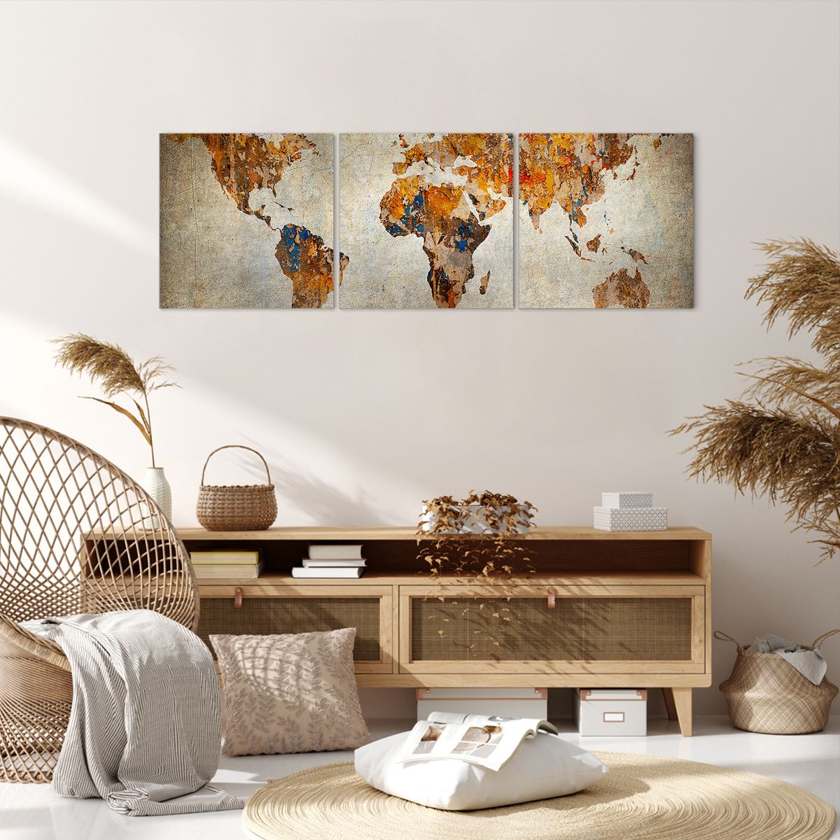 Obraz Na Płótnie - Mapa Kontynent - 120X40 Cm - Ca120X40-2783