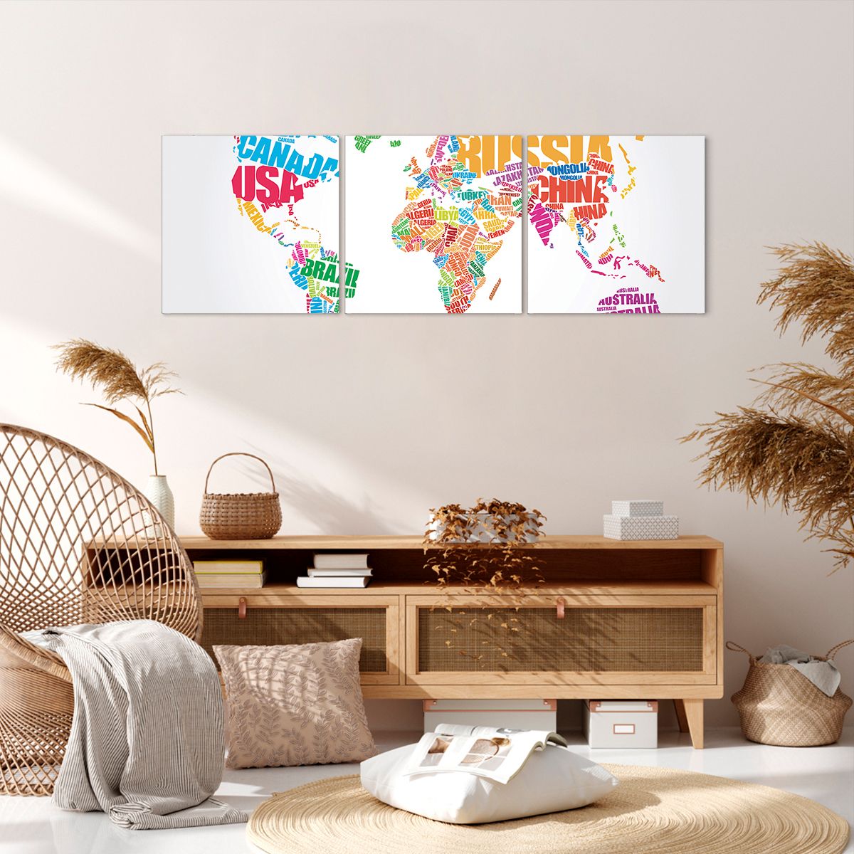 Obraz Na Płótnie - Mapa Kontynent - 120X40 Cm - Ca120X40-2860