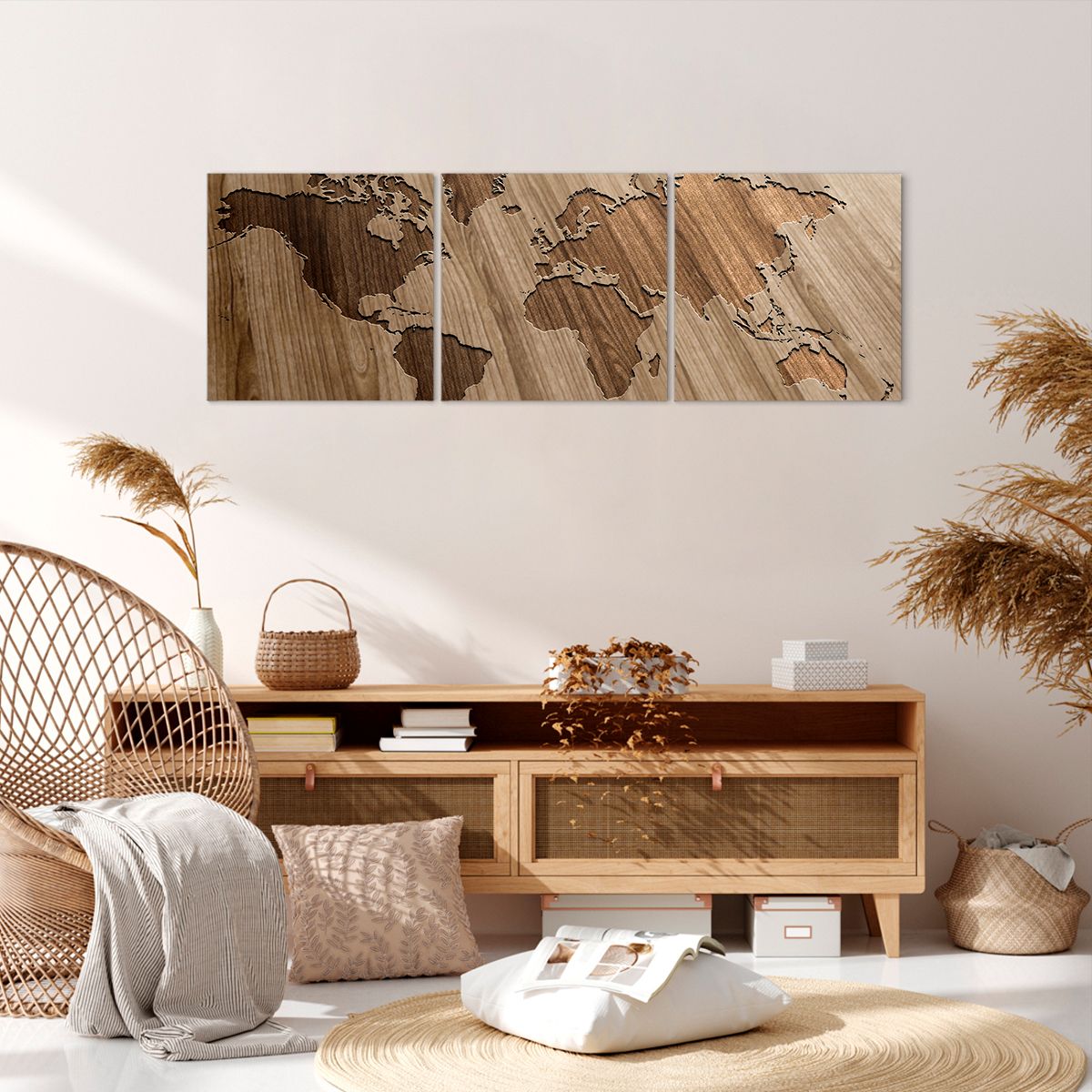 Obraz Na Płótnie - Mapa Kontynent - 120X40 Cm - Ca120X40-3042