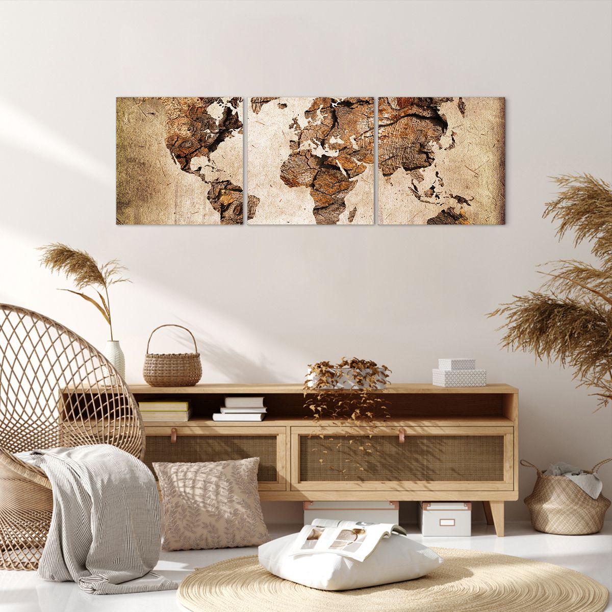 Obraz Na Płótnie - Mapa Kontynenty - 120X40 Cm - Ca120X40-3590