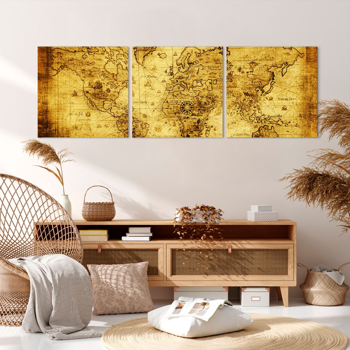 Obraz Na Płótnie - Mapa Świata - 150X50 Cm - Ca150X50-0127