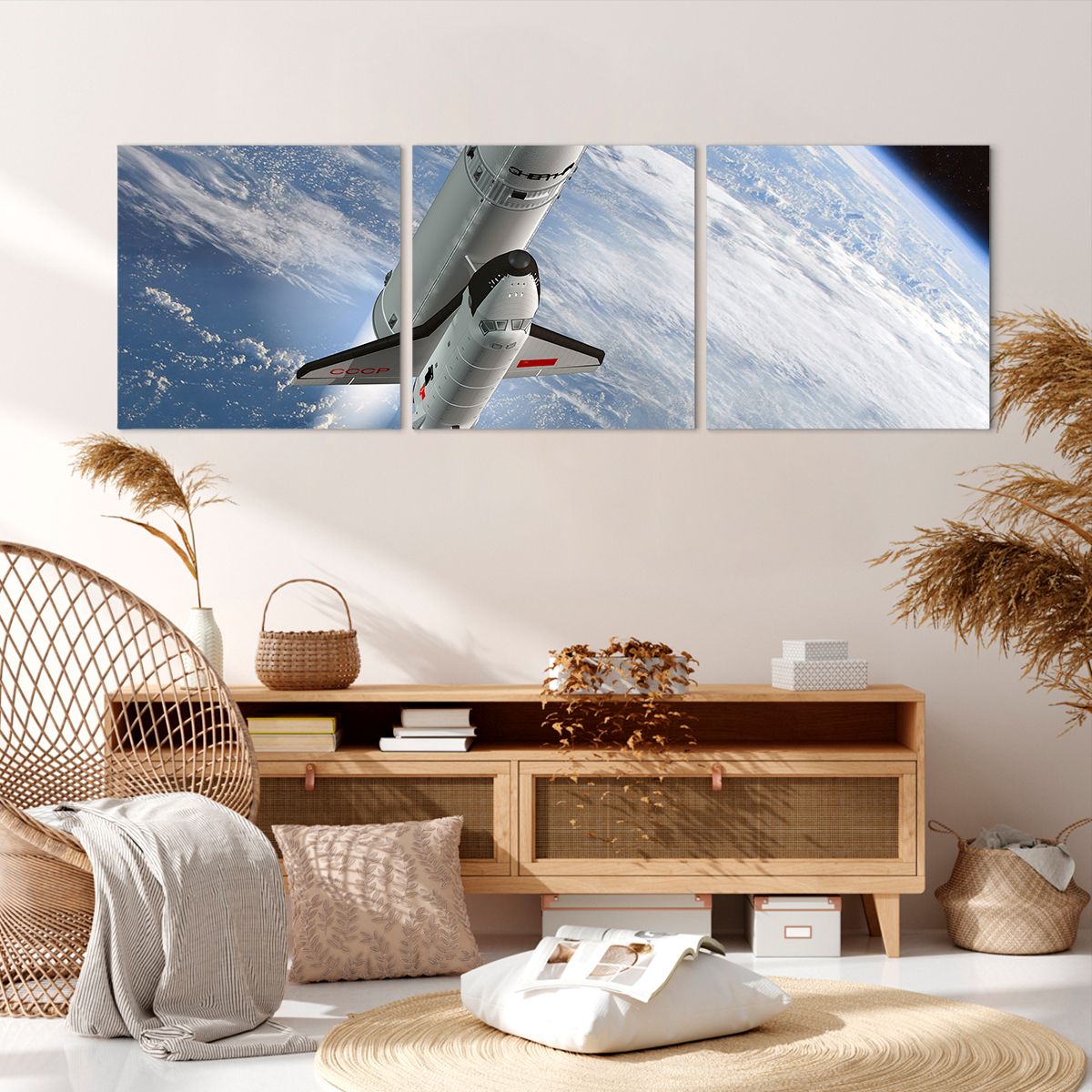 Obraz Na Płótnie - Sputnik Orbita - 150X50 Cm - Ca150X50-0496