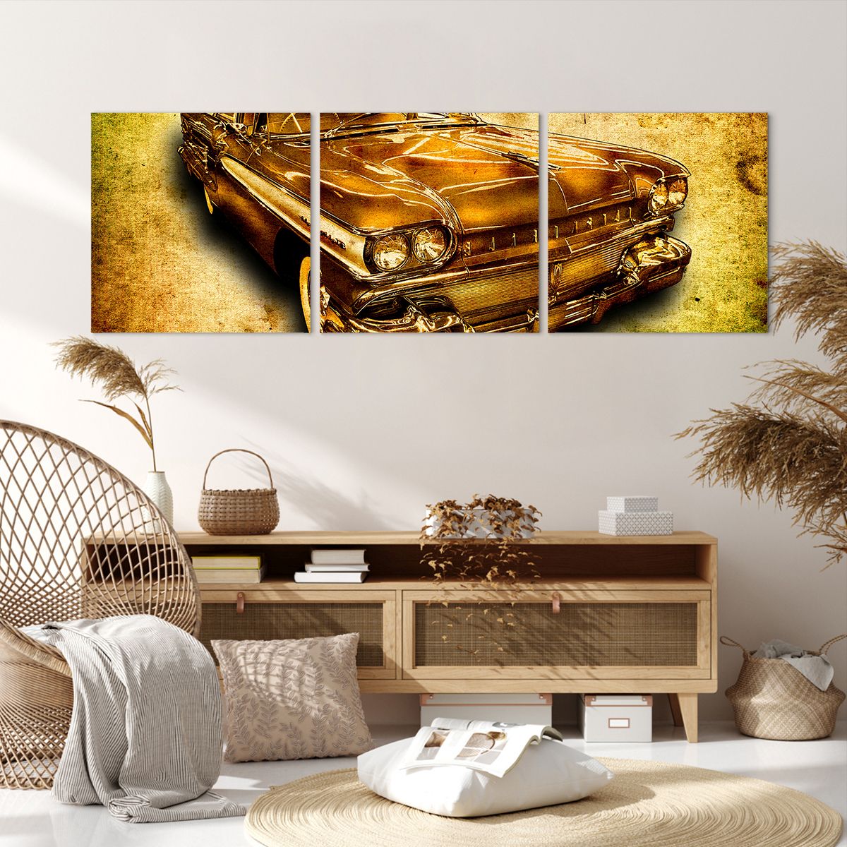 Obraz Na Płótnie - Samochód Sepia - 150X50 Cm - Ca150X50-0526