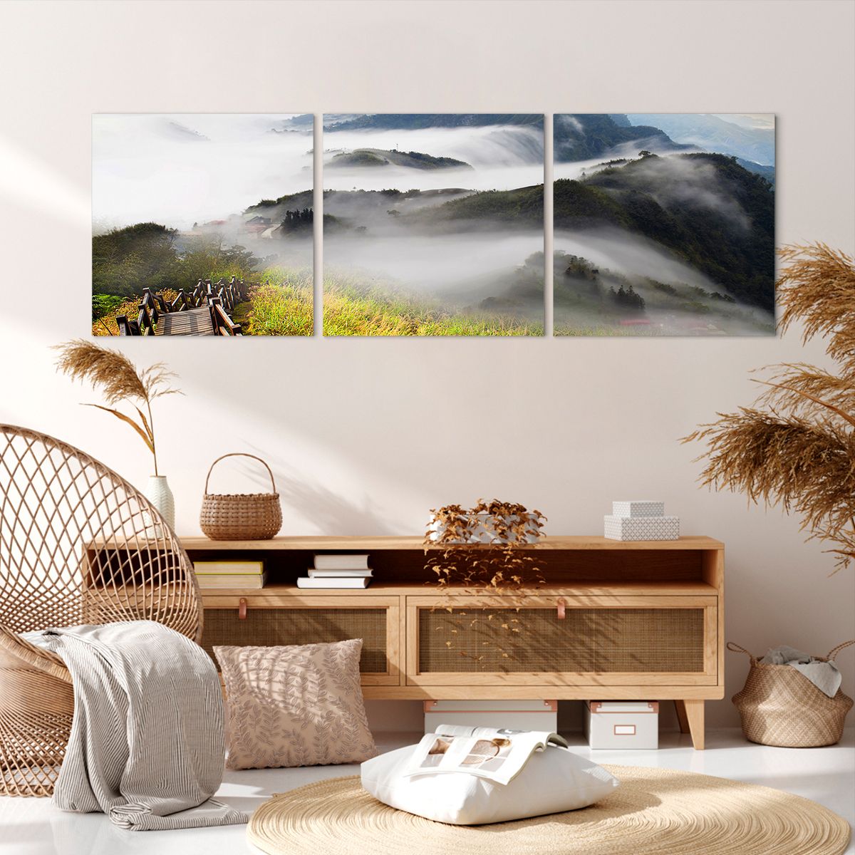 Obraz Na Płótnie - Góry Droga Mgła - 150X50 Cm - Ca150X50-2444