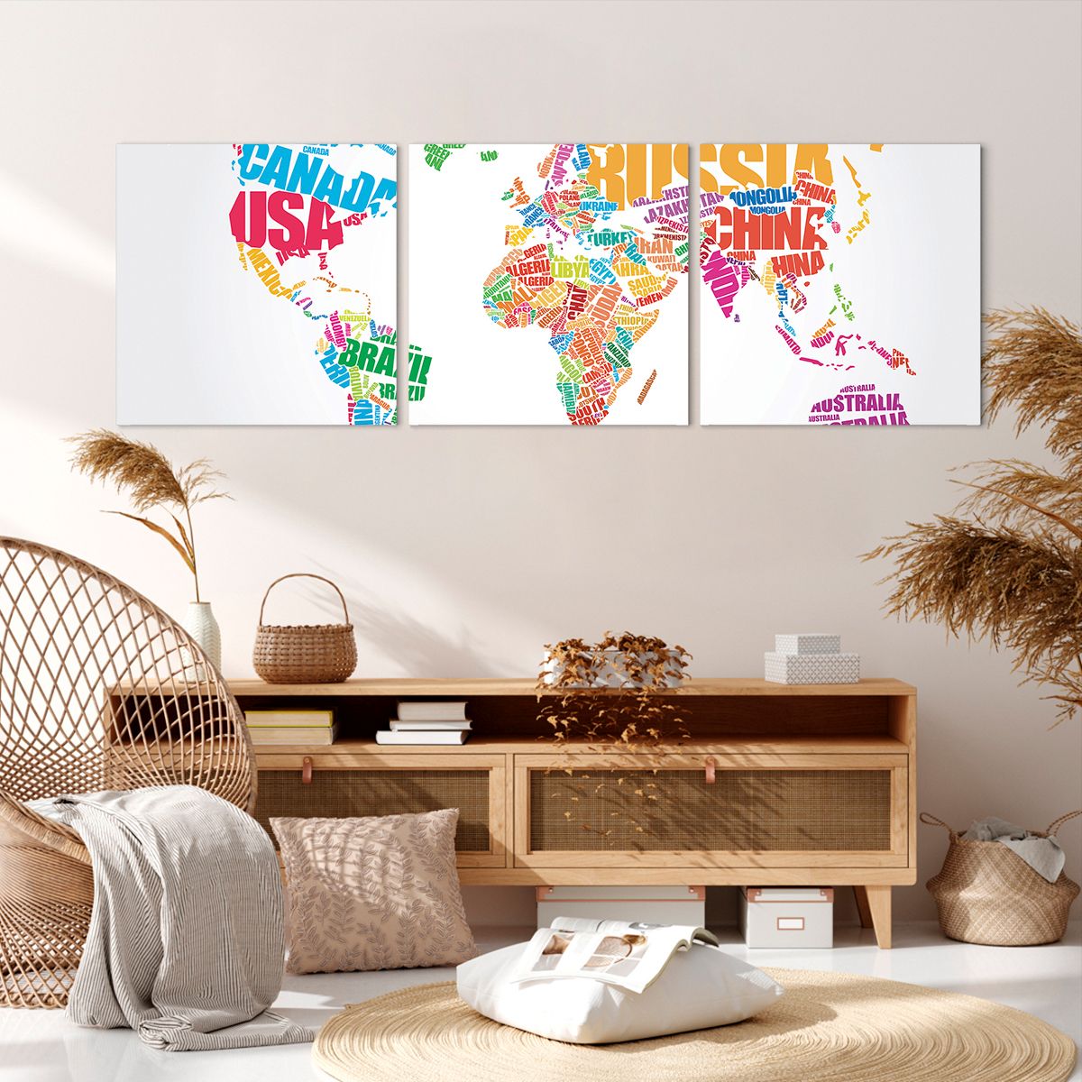Obraz Na Płótnie - Mapa Kontynent - 150X50 Cm - Ca150X50-2860
