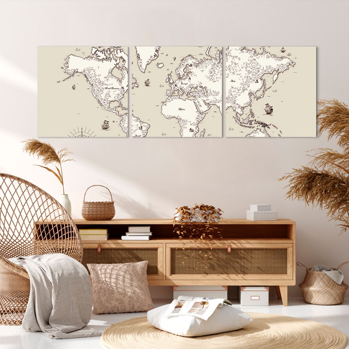Obraz Na Płótnie - Mapa Kontynent - 150X50 Cm - Ca150X50-2910
