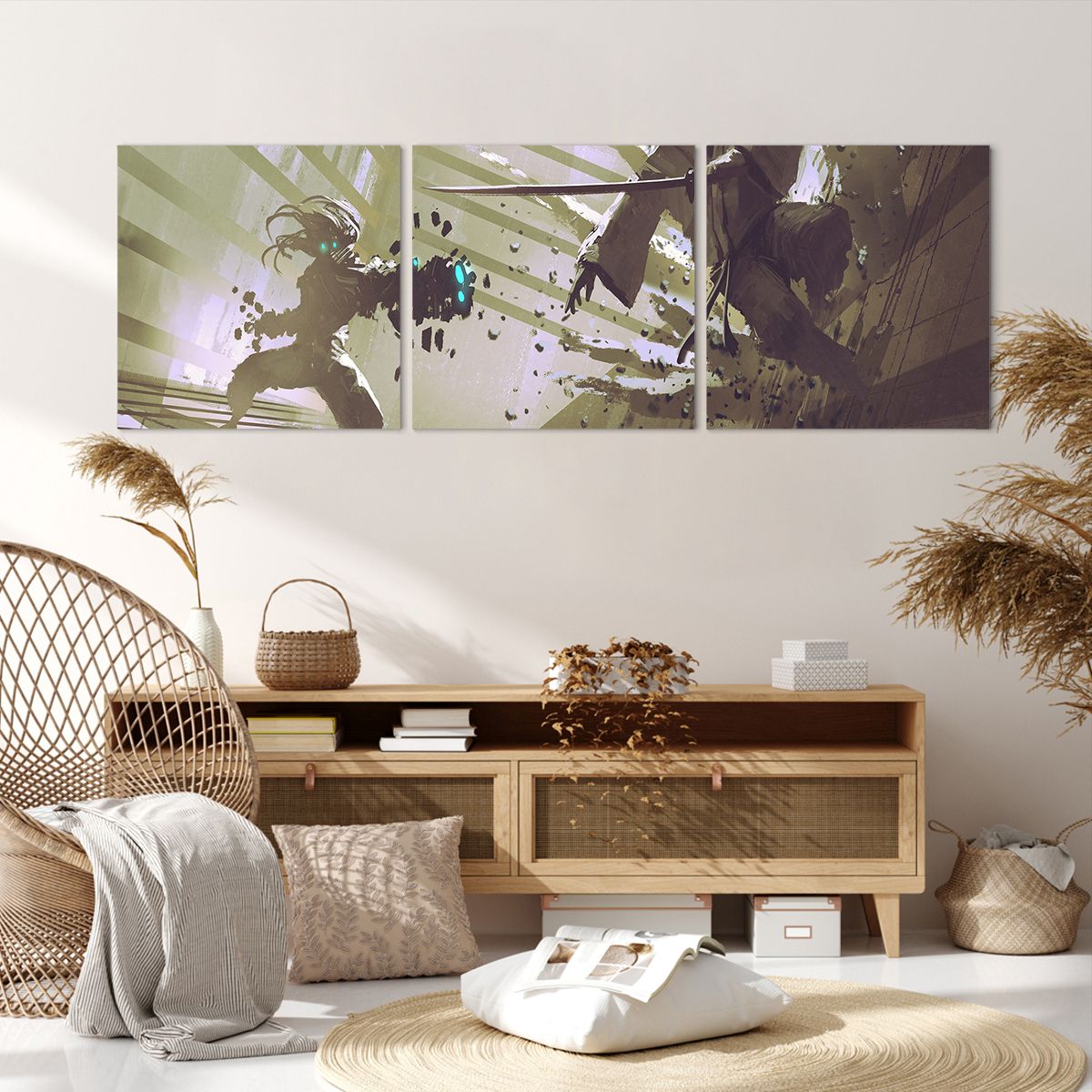 Obraz Na Płótnie - Roboty Walka - 150X50 Cm - Ca150X50-2912