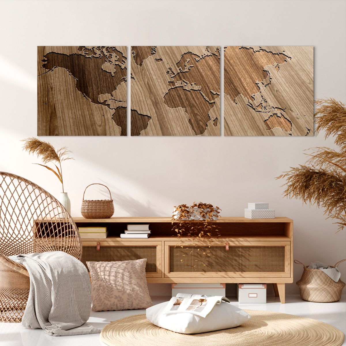 Obraz Na Płótnie - Mapa Kontynent - 150X50 Cm - Ca150X50-3042