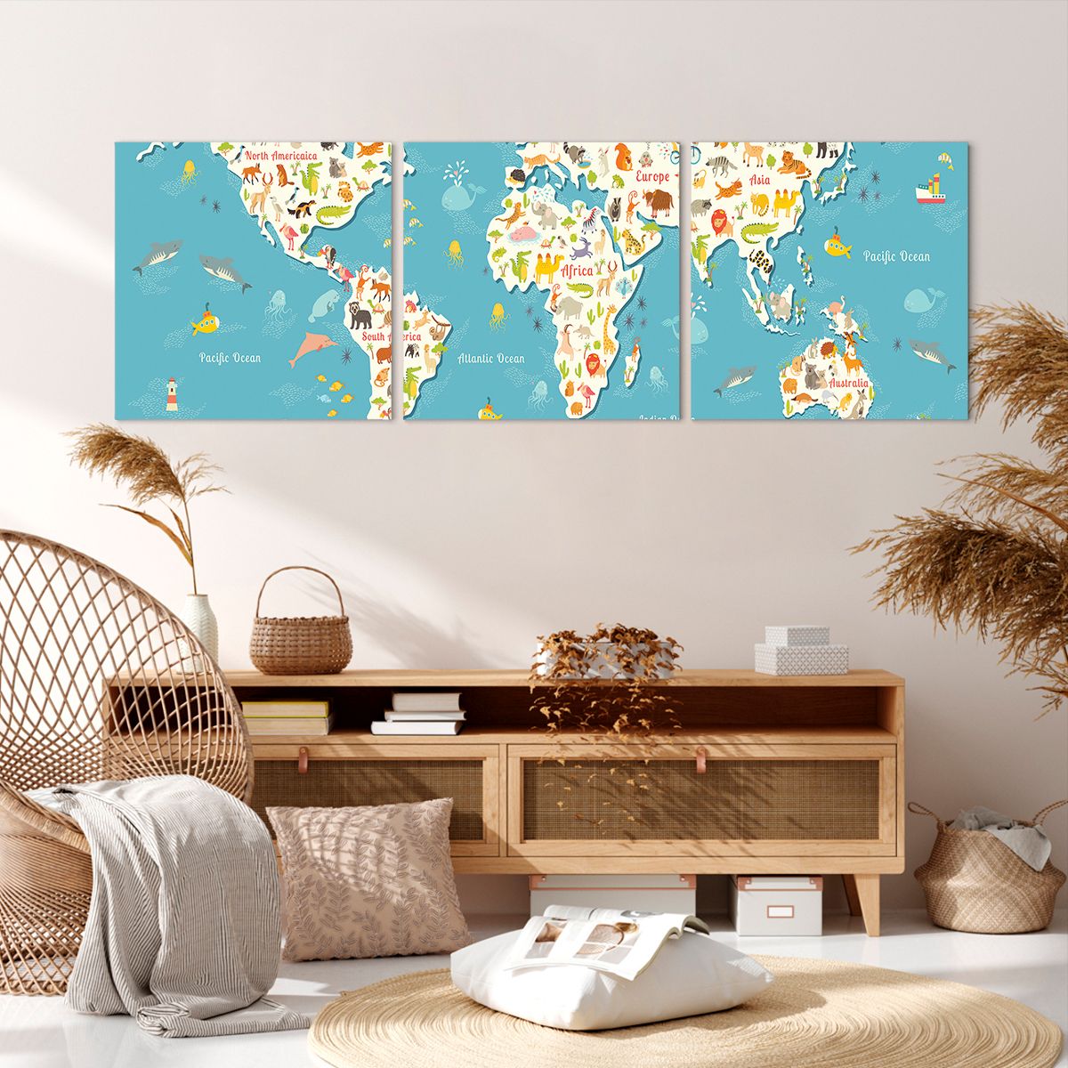 Obraz Na Płótnie - Mapa Kontynent - 150X50 Cm - Ca150X50-3106
