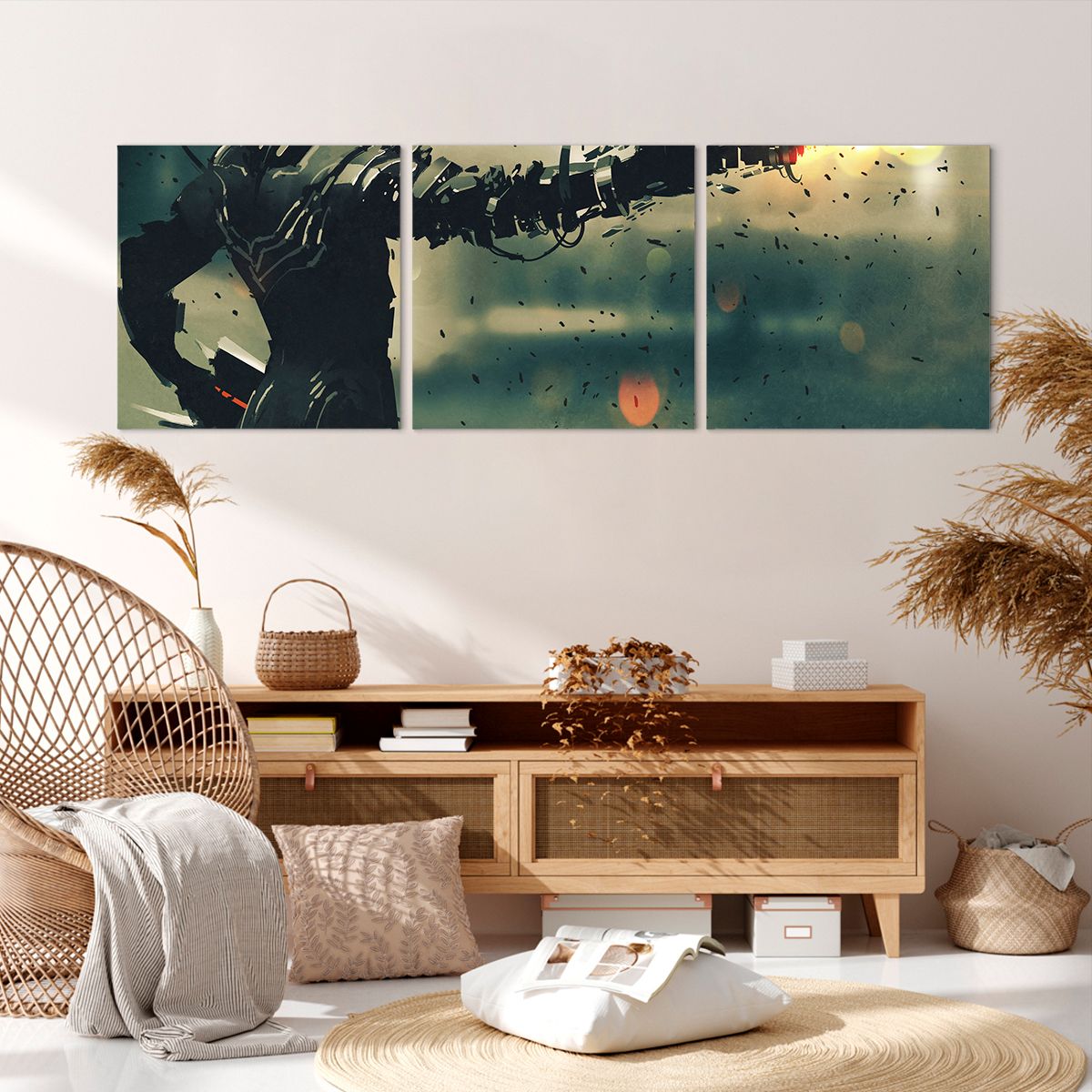 Obraz Na Płótnie - Robot Walka Broń - 150X50 Cm - Ca150X50-3196