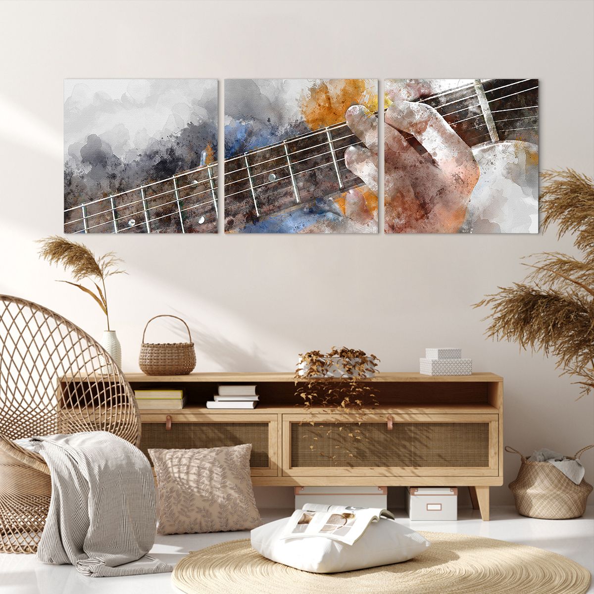 Obraz Na Płótnie - Muzyka Gitara Artysta - 150X50 Cm - Ca150X50-3448