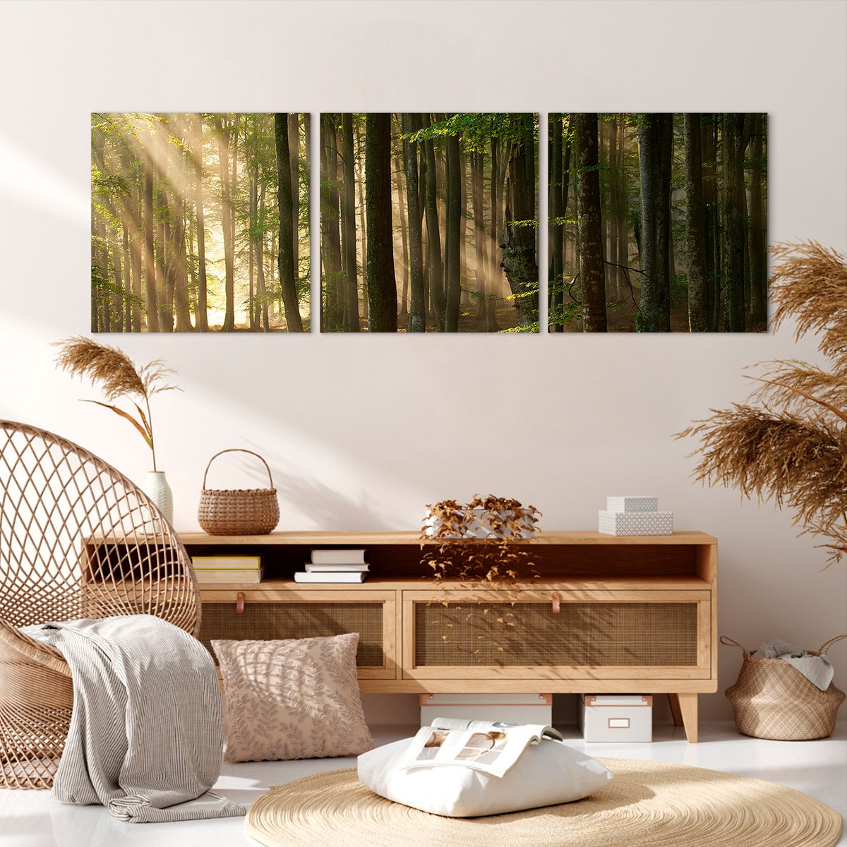 Obraz Na Płótnie - Las Drzewa Chrust - 150X50 Cm - Ca150X50-3628