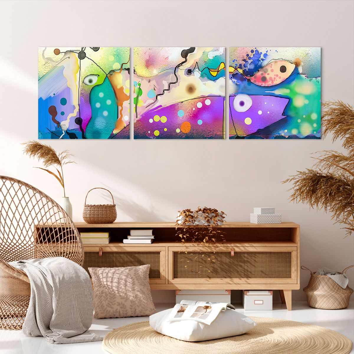 Obraz Na Płótnie - Ryby Pastele  - 150X50 Cm - Ca150X50-4096