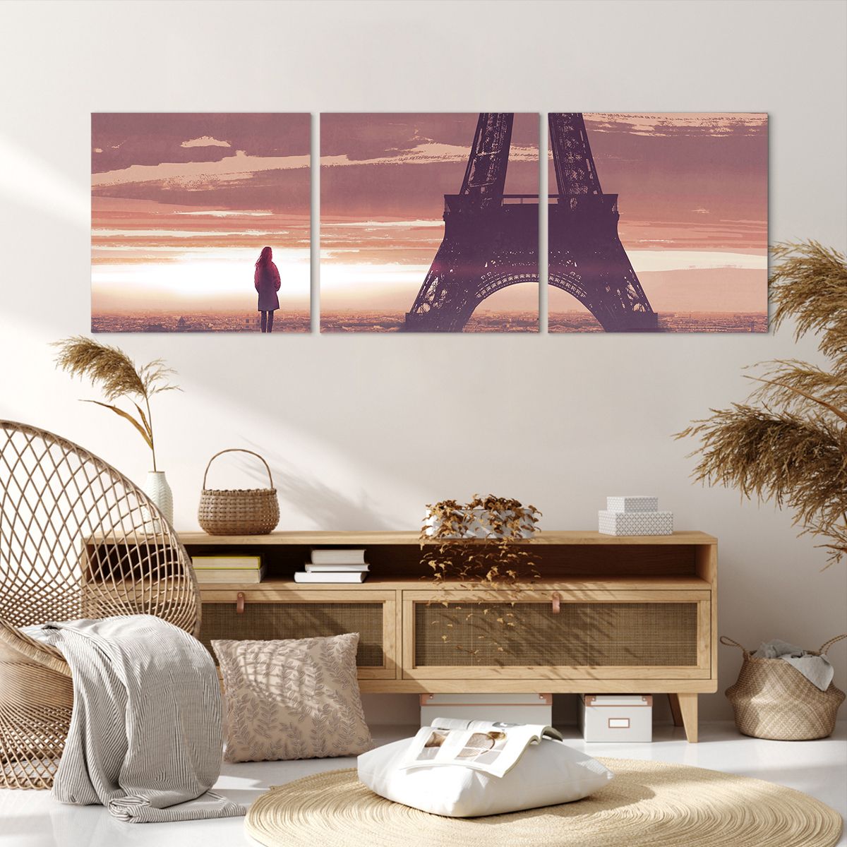 Obraz Na Płótnie - Wieża Eiffla Postać - 150X50 Cm - Ca150X50-4104