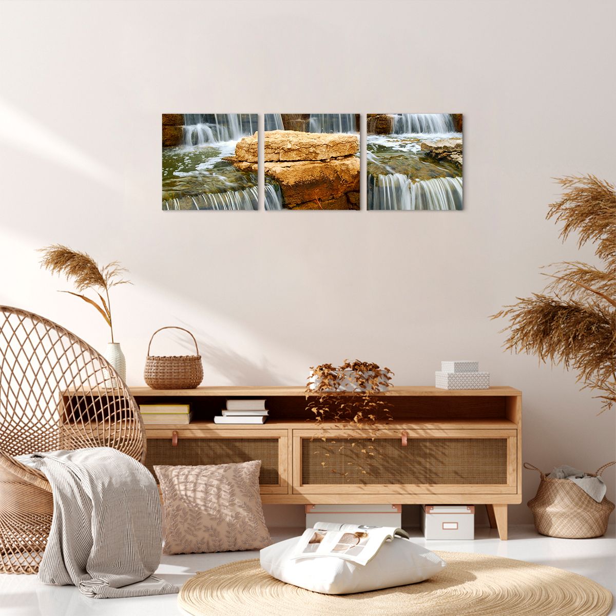 Obraz Na Płótnie - Kaskada Wodna - 90X30 Cm - Ca90X30-0122