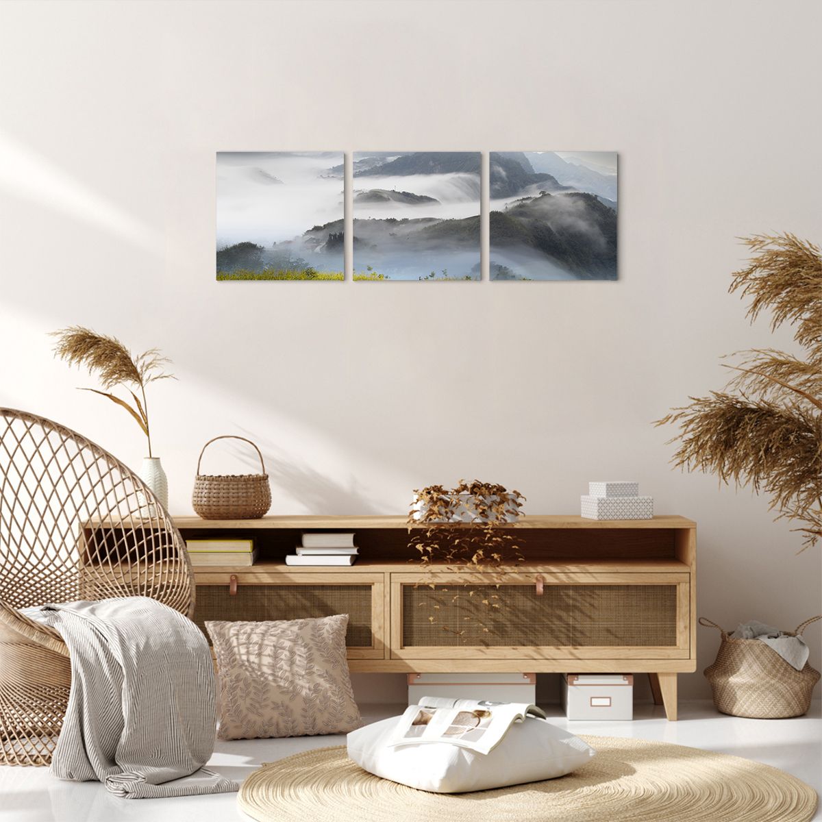 Obraz Na Płótnie - Góry Droga Mgła - 90X30 Cm - Ca90X30-2478