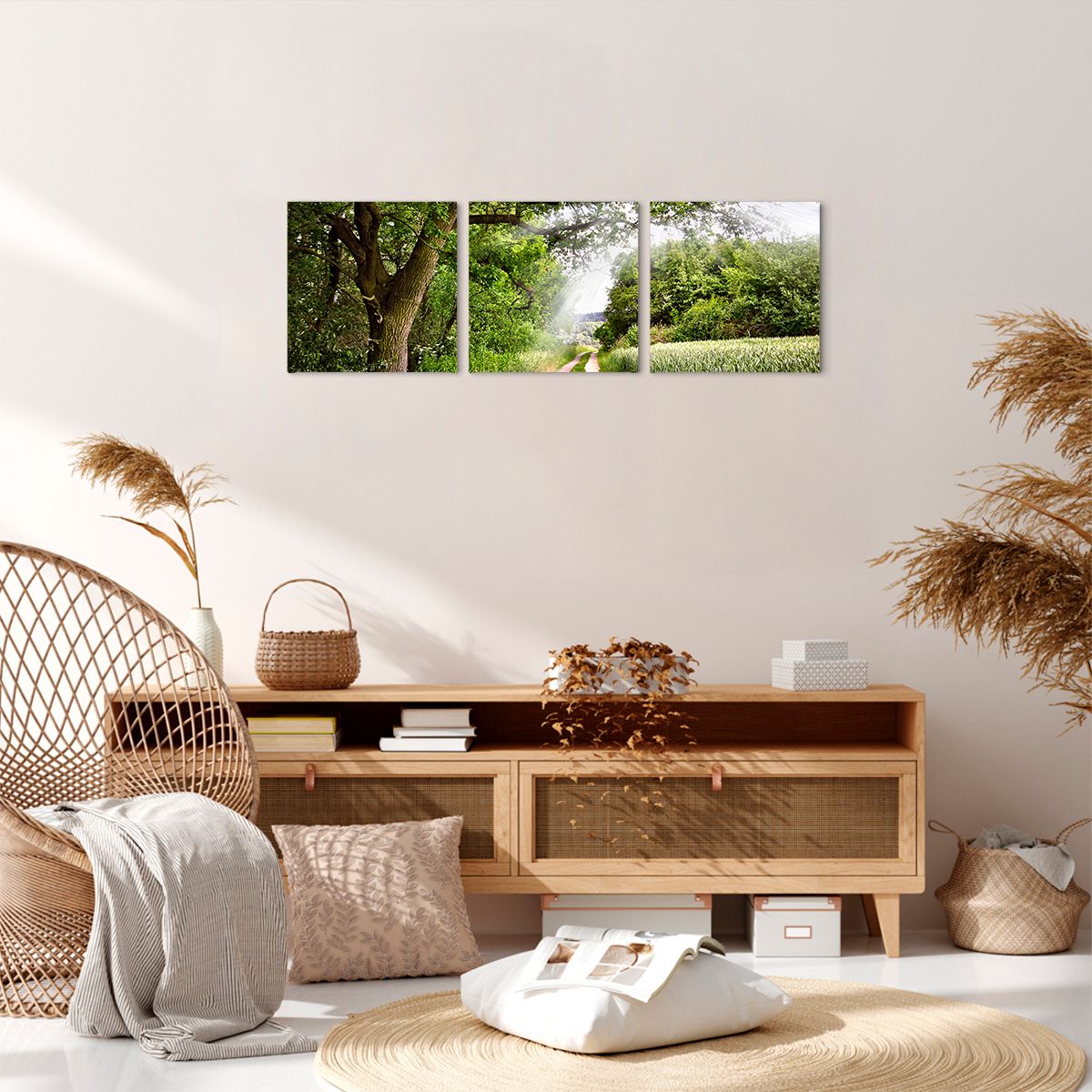 Obraz Na Płótnie - Las Pole Droga - 90X30 Cm - Ca90X30-2637