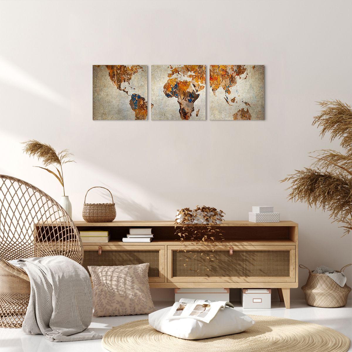 Obraz Na Płótnie - Mapa Kontynent - 90X30 Cm - Ca90X30-2783